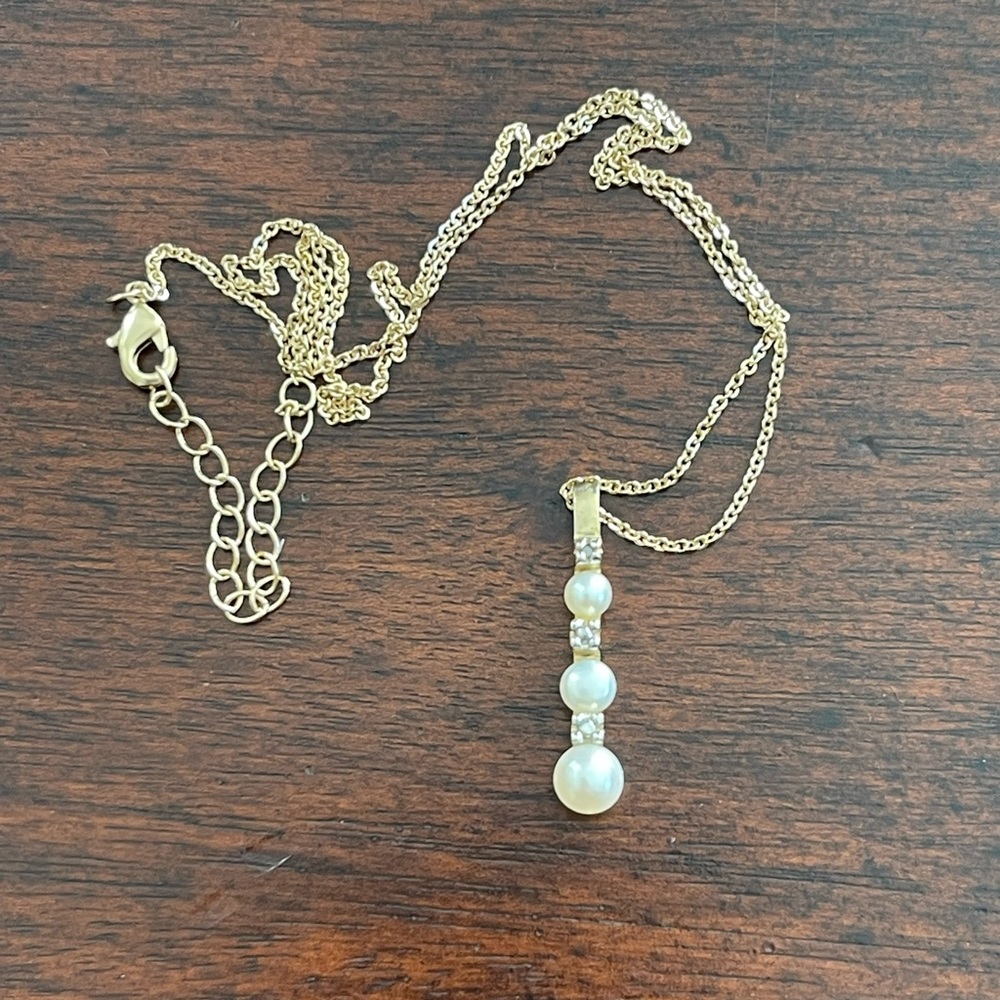 Genuine freshwater cultured pearl & diamond gold plated solid 925 silver pendant - Picture 4 of 11